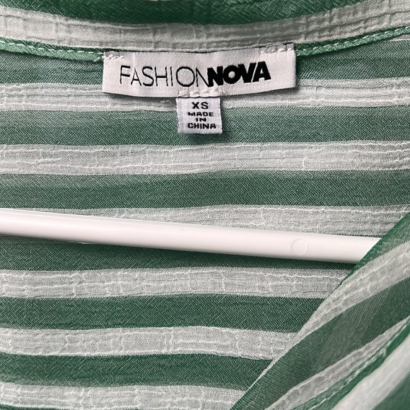 Striped Mesh Button-Up Crop Top - Picture 5 of 5